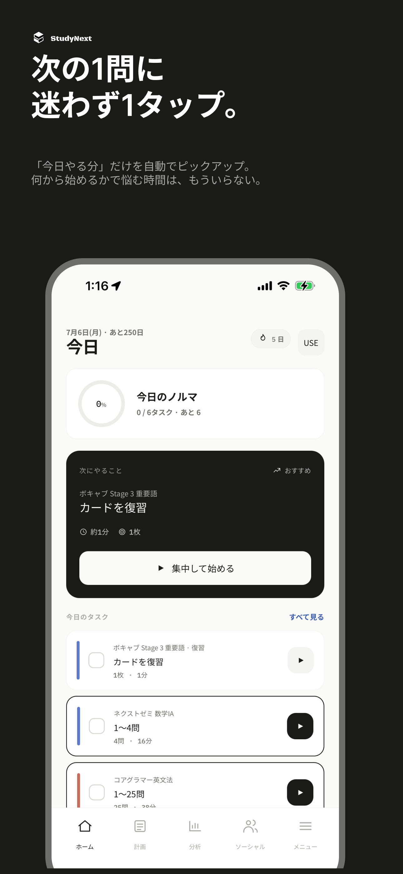 今日のタスク